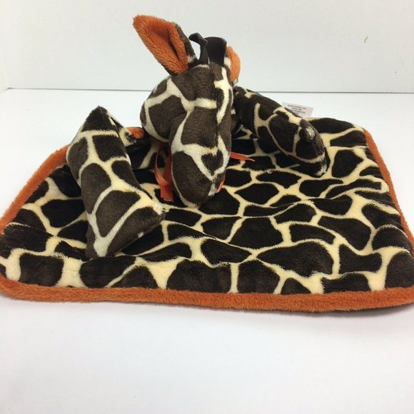 Woof & Poof Giraffe Plush Lovey Security Blanket Satin Side Brown Orange Soft - Picture 12 of 12